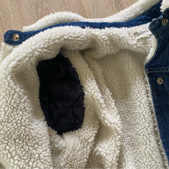 Madewell thick denim Sherpa jacket with puffer lined sleeves - Picture 4 of 7